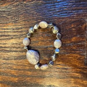 Handmade Large-Fit Stone + Metal Bead Bracelet